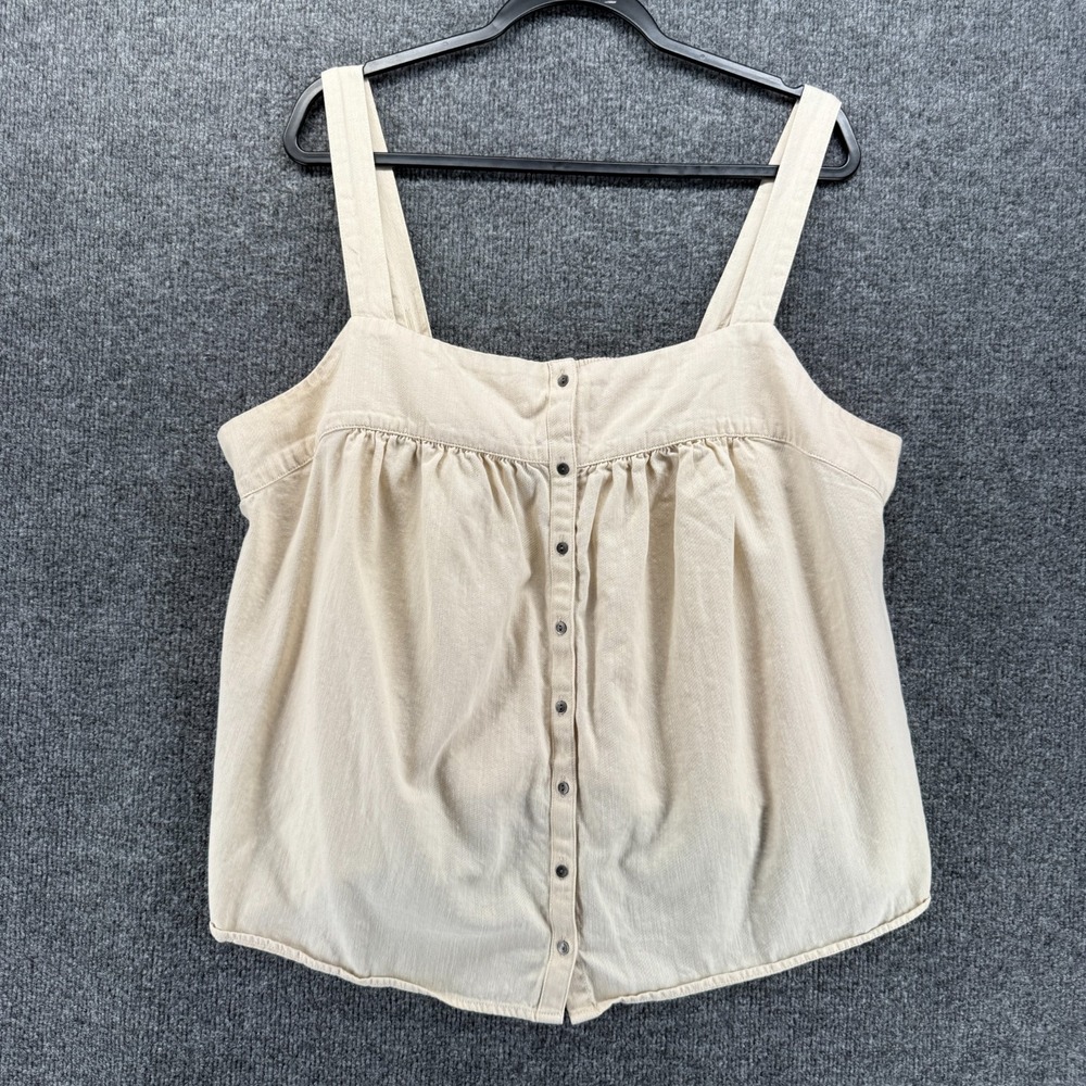 Old Navy Top Size 2X Beige Button Up Sleeveless Boho Cottagecore Western Casual